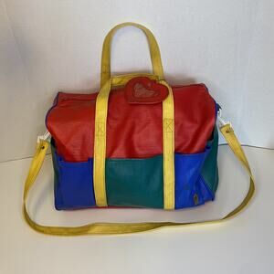Vintage 90s Romar Babi Diaper Bag Primary Colors w/ Heart Tag w/ Changing Pad